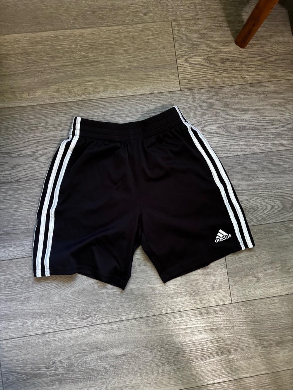 adidas Black Athletic Shorts with White 3-Stripe Trim